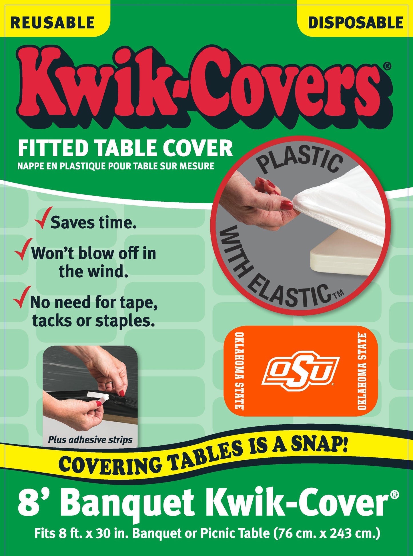 Collegiate Kwik-Covers Rectangle Plastic Table Cover (Oklahoma State University)