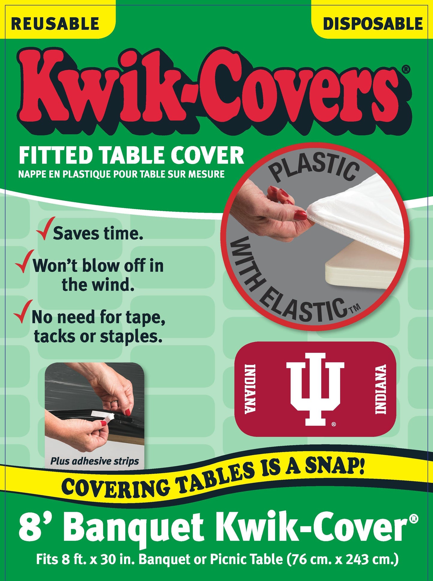 Collegiate Kwik-Covers Rectangle Plastic Table Cover (Indiana University)