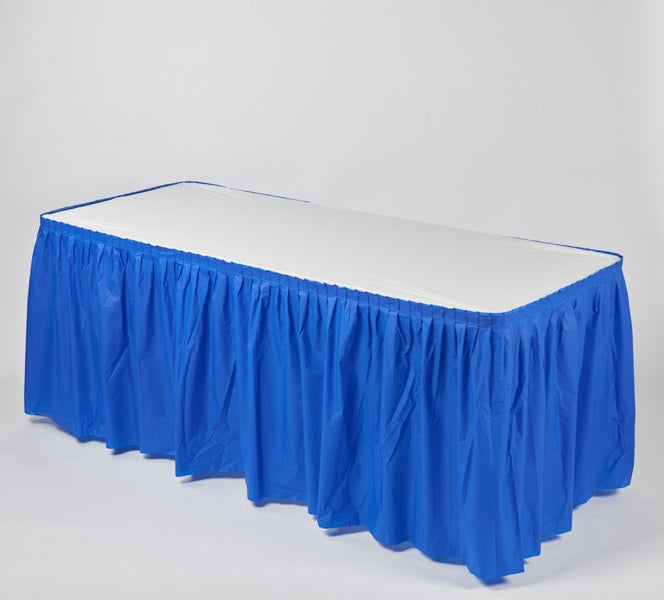 Vinyl Skirt and White Fitted Table Cover with Velcro-Like Fasteners for 6' or 8' Tables