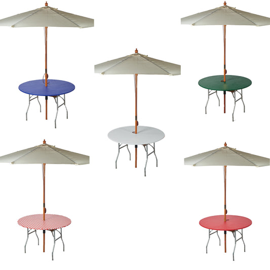 48" Round Umbrella Fitted Plastic Table Covers